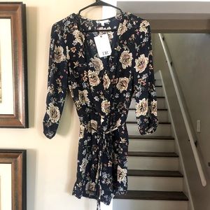DR2 Nordstrom rack Navy Floral Long-sleeve Romper